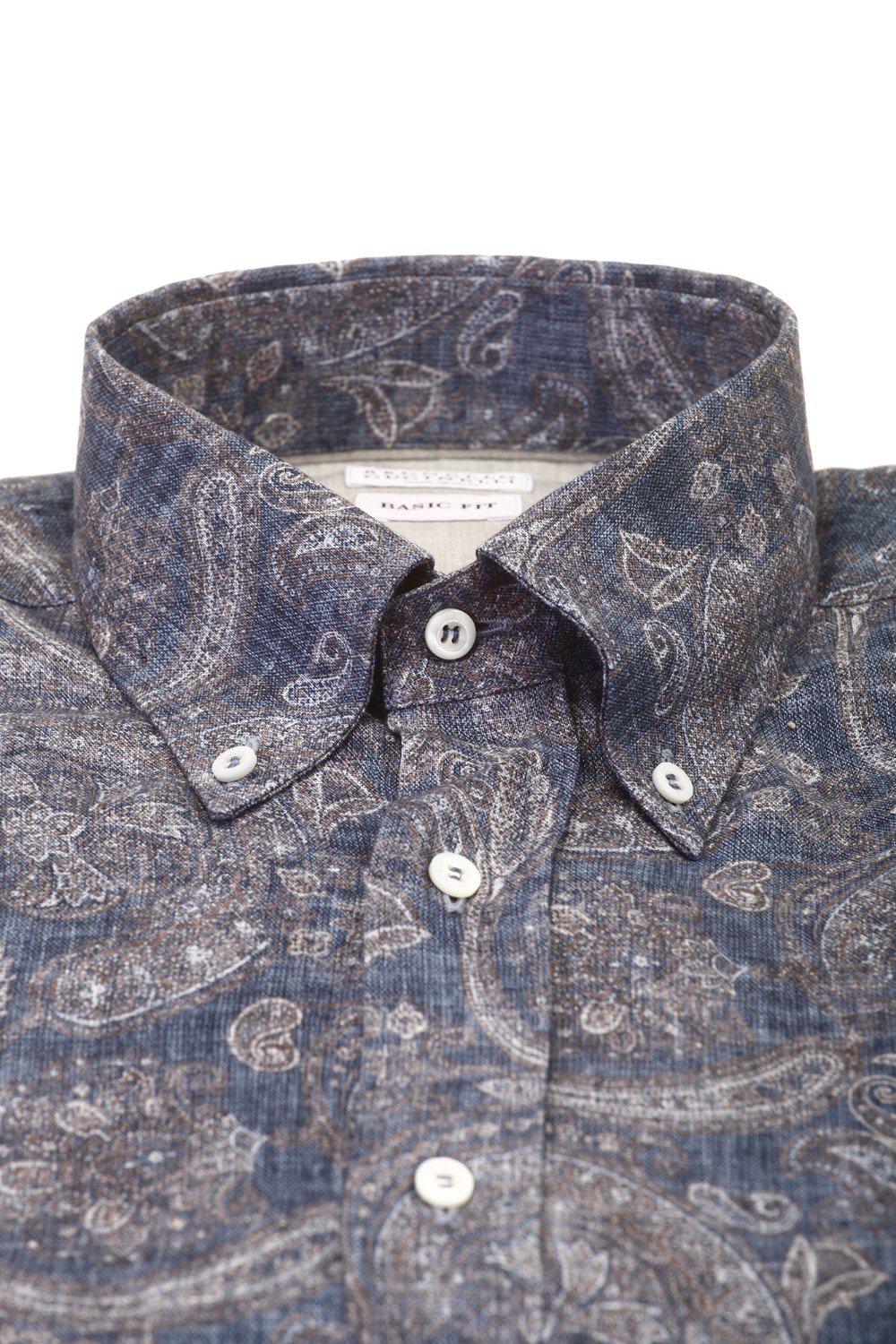 shop BRUNELLO CUCINELLI  Camicia: Brunello Cucinelli camicia basic fit in lino.
Colletto button-down.
Maniche lunghe.
Stampa paisley.
Composizione: 100% Lino.
Fabbricato in Italia.. MM6560038-C001 number 4050797